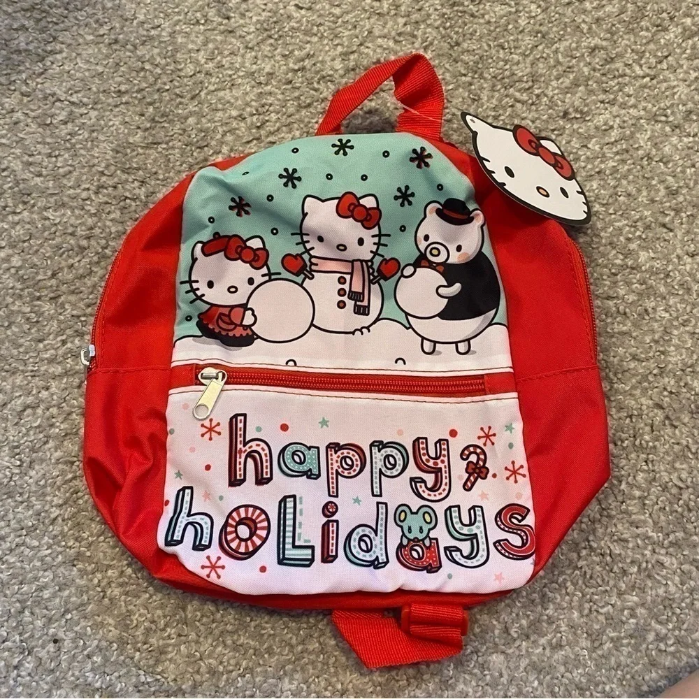 Hello Kitty Happy Holidays Christmas Mini Backpack Book Bag NEW